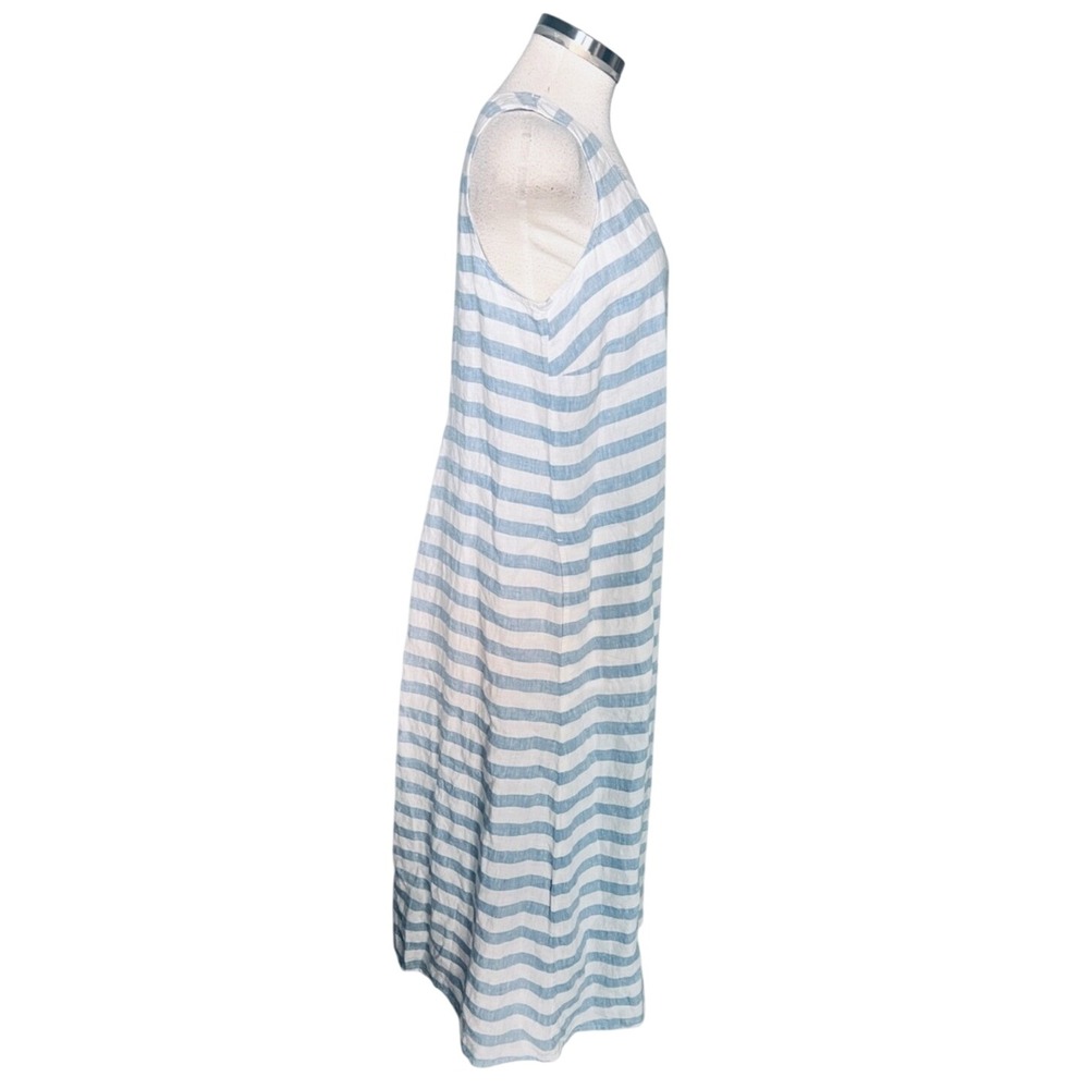 JJill Striped Love Linen Maxi Tank Dress Blue White Sleeveless XL - Picture 4 of 8